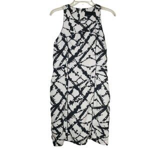 Cynthia Rowley Linen Tie Dye Ink Blot Sleeveless Sheath Lined Dress Sz 8